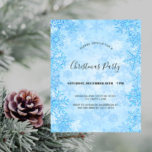 Christmas party blue snowflakes budget invitation flyer