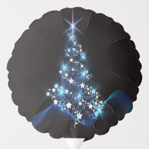 Christmas Party Blue Tree Shiny Black Elegant Balloon