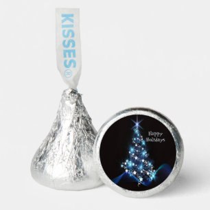 Christmas Party Blue Tree Shiny Black Elegant Hershey®'s Kisses®