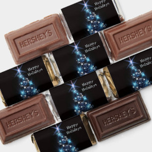 Christmas Party Blue Tree Shiny Black Elegant Hershey's Miniatures