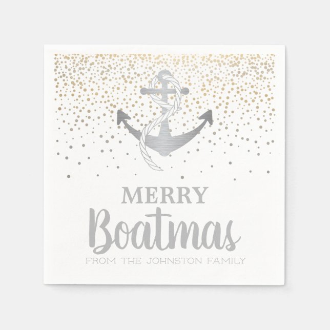 Christmas Party Boat Nautical Anchor Boatmas Napkins (Front)