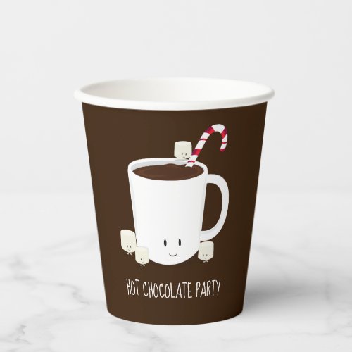 Christmas Party Brown Hot Chocolate Hot Cocoa Paper Cups