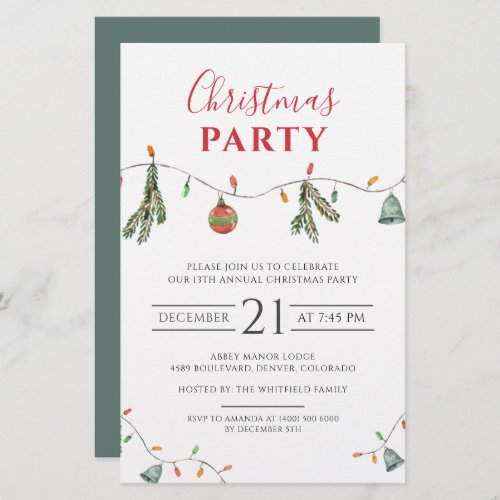Christmas Party Business Event Holiday Invitation Stationery