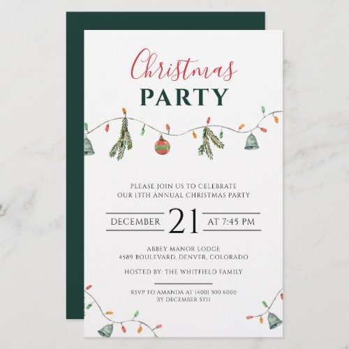 Christmas Party Business Owner Invitation Stationery