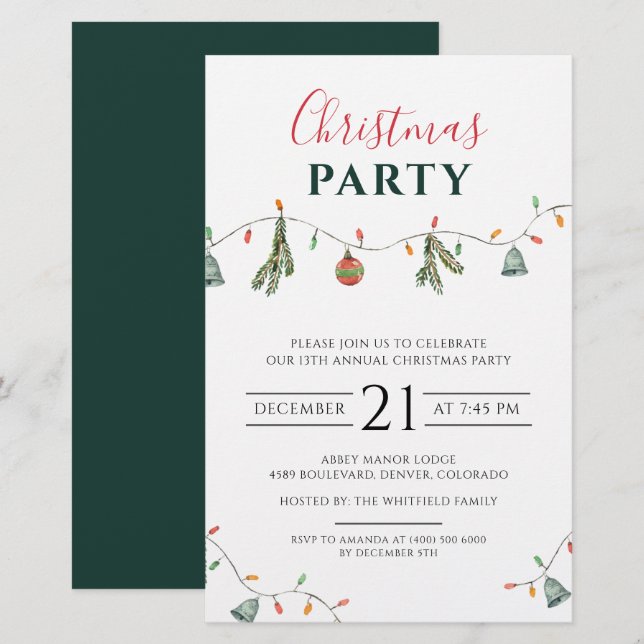 Christmas Party Business Owner Invitation Stationery (Front/Back)