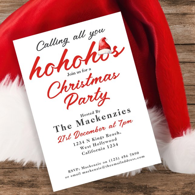 Christmas Party Calling All You Ho Ho Hos Invitation (Christmas Party Calling Al You Ho Ho Hos Invitations by Ricaso A fun adult themed holiday party
)