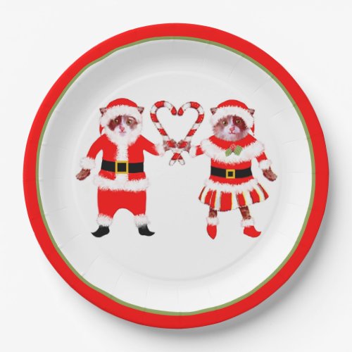 Christmas Party Cats Paper Plate