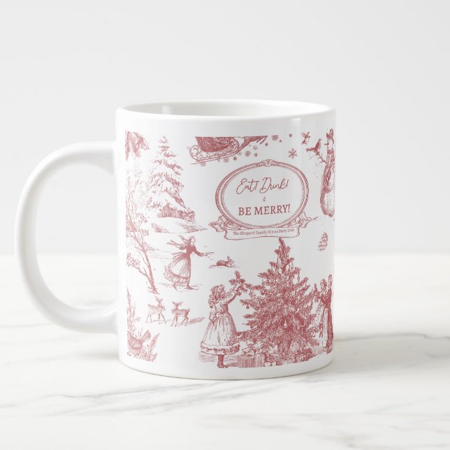 Christmas Party Chinoiserie Giant Coffee Mug (Left)