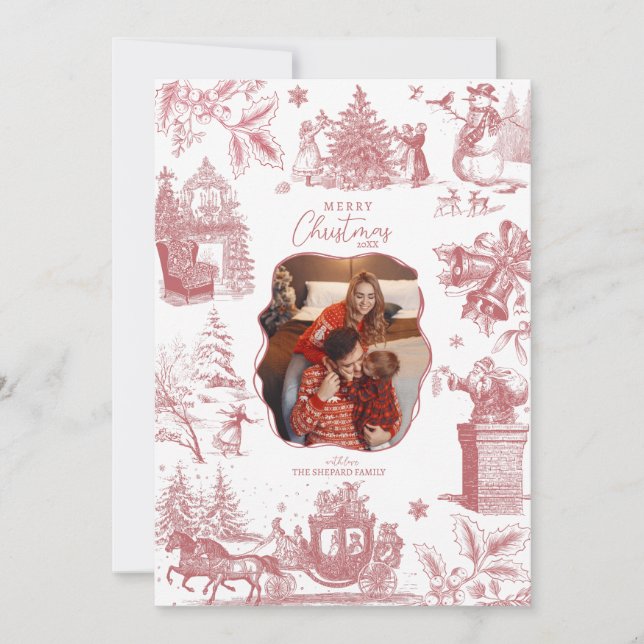 Christmas Party Chinoiserie Photo Holiday Card (Front)