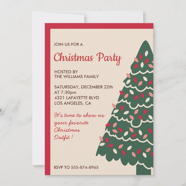 Christmas Party  Classic Giant Tree Invitation (Front)