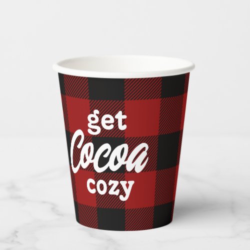 Christmas Party Cocoa Cozy Plaid Logo Paper Cups