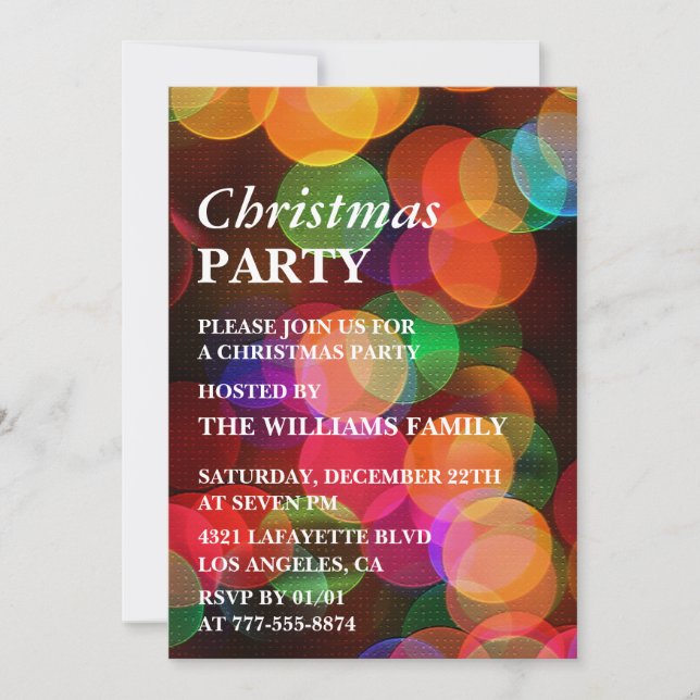 Christmas Party  Colorful Confetti Sparkle Invitation (Front)