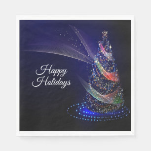 Christmas Party Colorful Tree Navy Blue Rustic Napkins
