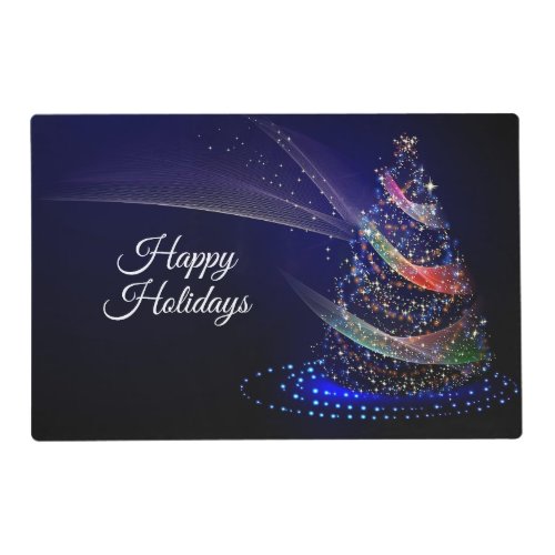 Christmas Party Colorful Tree Navy Blue Rustic Placemat