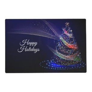Christmas Party Colorful Tree Navy Blue Rustic Placemat