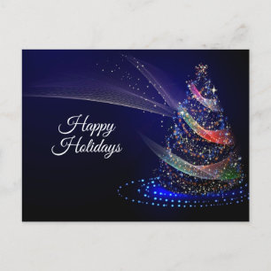 Christmas Party Colorful Tree Navy Blue Rustic Postcard