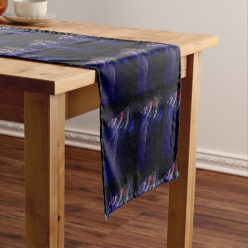 Christmas Party Colorful Tree Navy Blue Short Table Runner