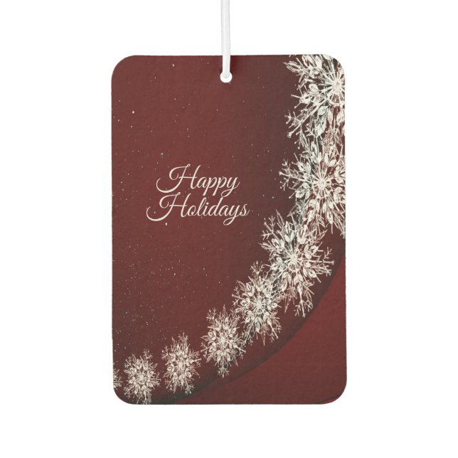 Christmas Party Crystal Snowflakes Red Rustic Air Freshener (Front)