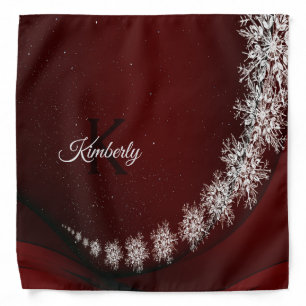 Christmas Party Crystal Snowflakes Red Rustic Bandana