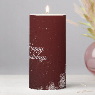 Christmas Party Crystal Snowflakes Red Rustic Pillar Candle