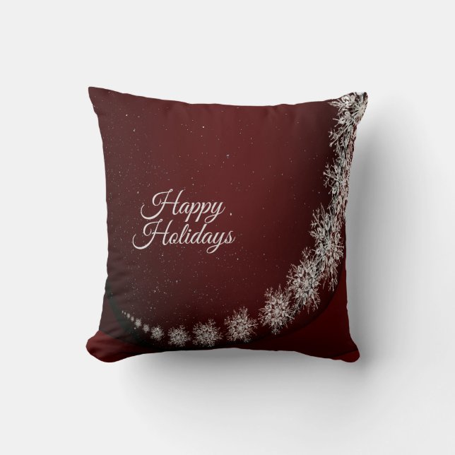 Christmas Party Crystal Snowflakes Red Rustic Throw Pillow (Front)