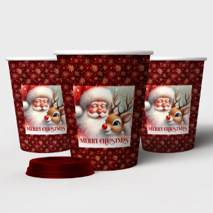 Christmas Party Cups for Kids Santa Rudolph Design