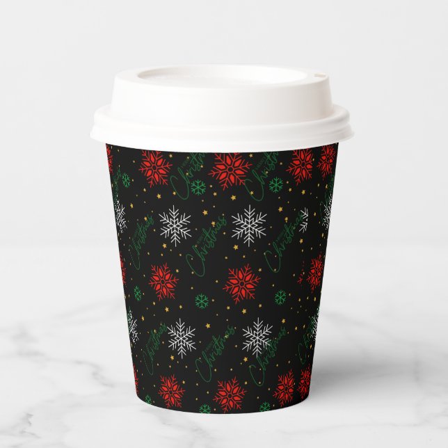 Christmas Party Cups Size: 8oz Paper Cup with Lid (Front)