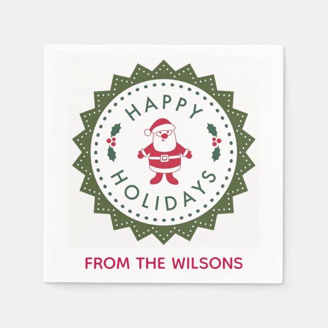 Christmas Party Cute Cartoon Santa Napkins (Front)