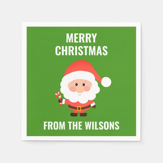 Christmas Party Cute Cartoon Santa Napkins (Front)