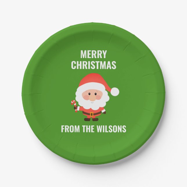 Christmas Party Cute Cartoon Santa Paper Plates (Front)