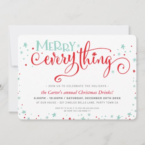 CHRISTMAS PARTY cute fun festive MERRY EVERYTHING Holiday Card