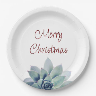 Christmas Party Desert Botanical Succulent Paper Plates