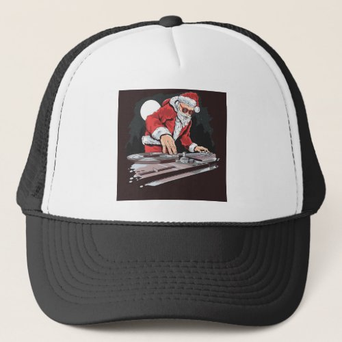 Christmas Party DJ Santa Claus Turntable Dance Trucker Hat