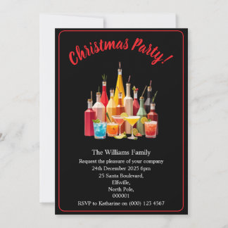 Christmas Party Drinks And Cocktails Xmas Invitation
