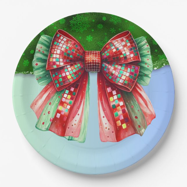 Christmas Party Drip Bling Festive Merry Xmas Ligh Paper Plates (Front)