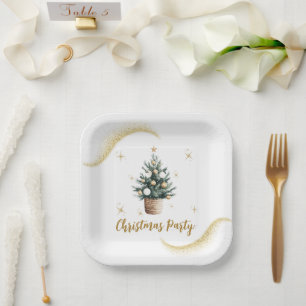 Christmas Party Elegant Gold Dessert Paper Plates