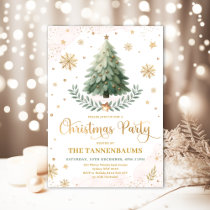 Christmas Party | Elegant Pink Gold Winter Holiday Invitation