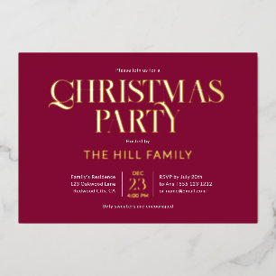 Christmas Party Elegant Red Foil Invitation