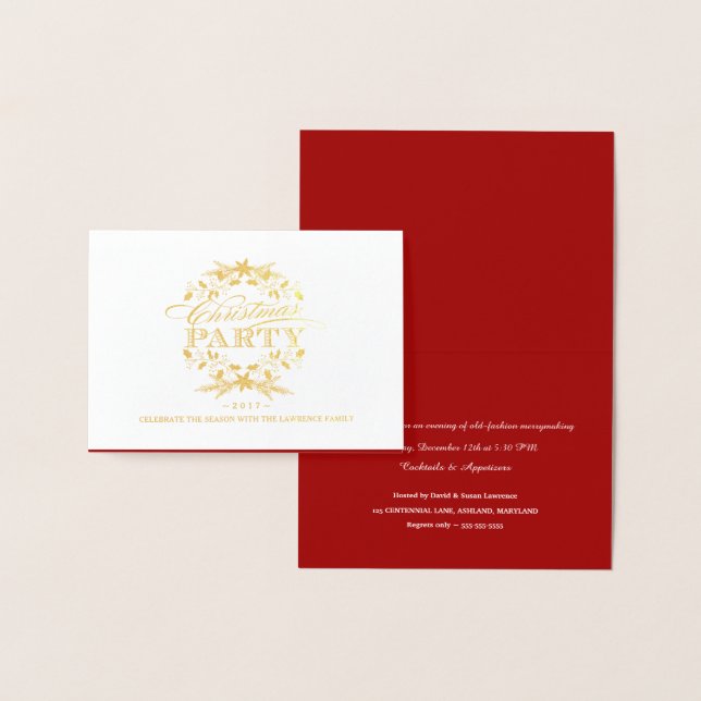 Christmas Party Elegant Vintage Wreath Invite (Display)