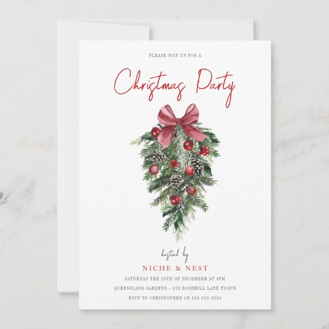 Christmas Party Festive Foliage Invitation (Front)