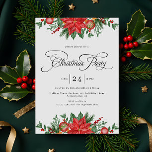 Christmas Party Festive Greenery Holiday Invitation