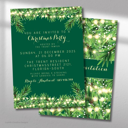 Christmas Party Festive Holiday Greenery Invitation