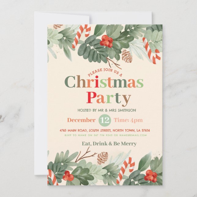 Christmas Party Festive Invitation (Front)