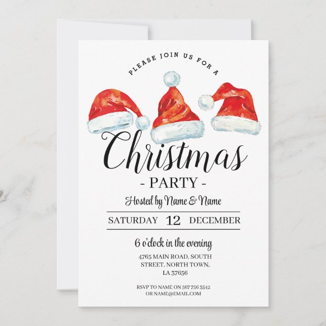 Christmas Party Festive santa hat Invitation (Front)