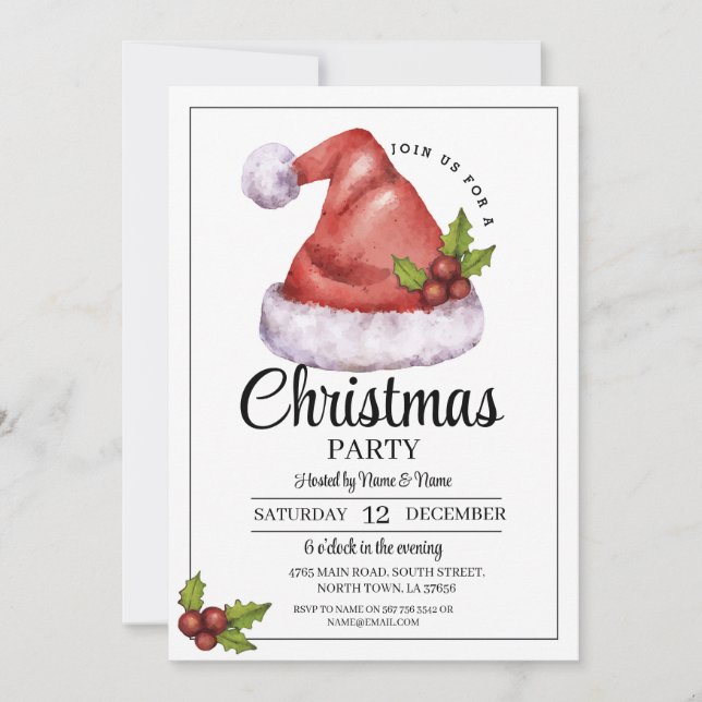 Christmas Party Festive santa hat Invitation (Front)