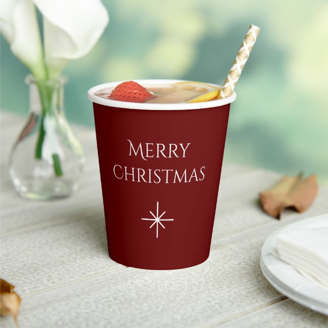 Christmas Party Festive Snowflake Typography Red  Paper Cups (Insitu)