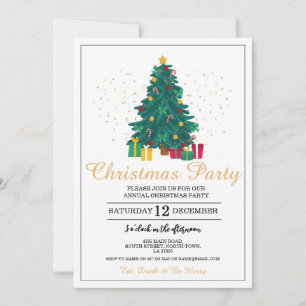 Christmas Party Festive Tree Gifts Invitation