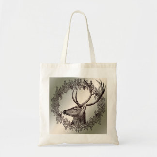Christmas Party Floral Reindeer Golden Winter Tote Bag