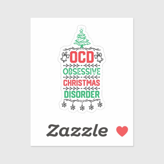 Christmas Party Funny Gift for Family - Ocd Obsess Sticker (Sheet)