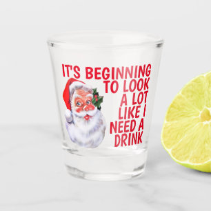 Christmas Party Funny Santa Claus Drinking Humor Shot Glass